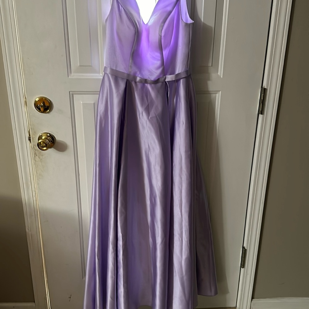Purple formal dress with lace up back